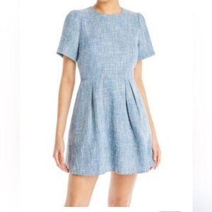 Aqua Light Blue Textured Mini Dress